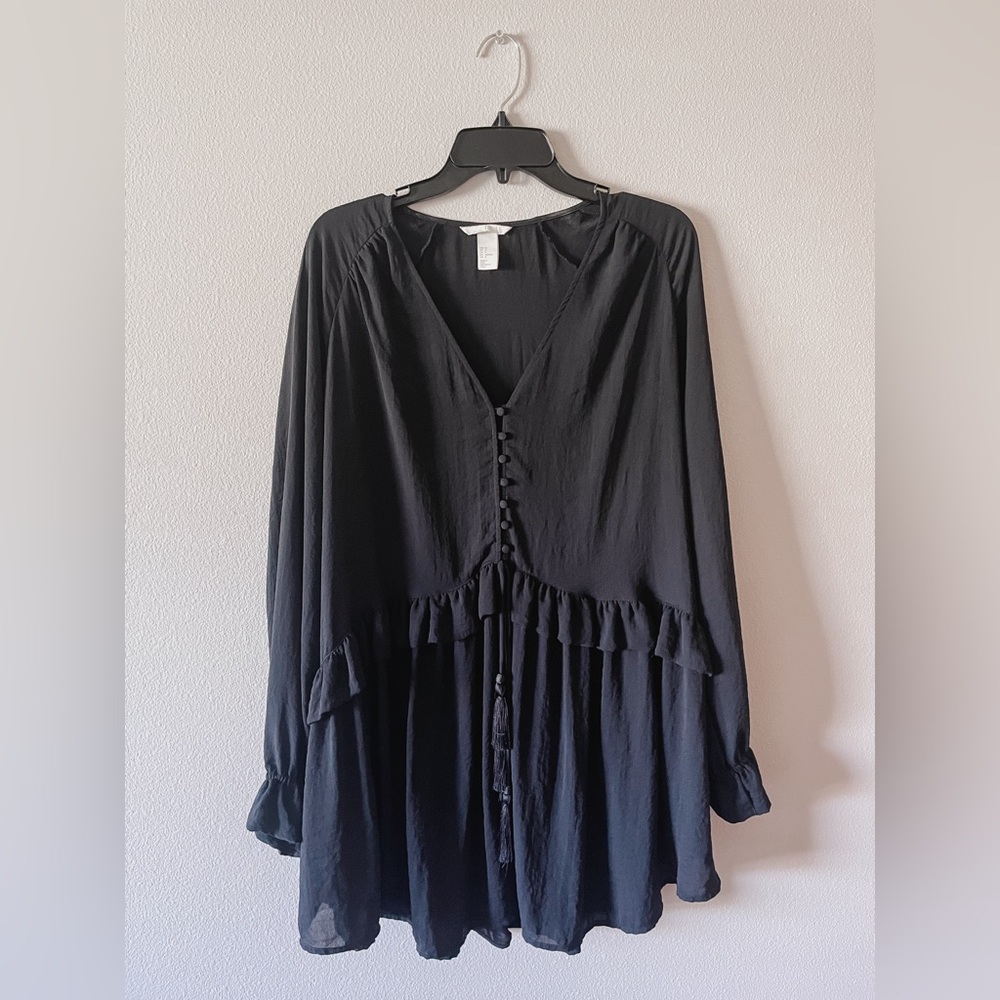 H&M Navy Ruffle Mini Dress